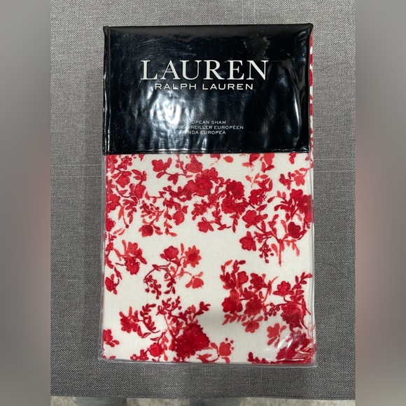Lauren Ralph Lauren flannel European sham, Rhyne Floral, red and white NWT - Picture 1 of 2